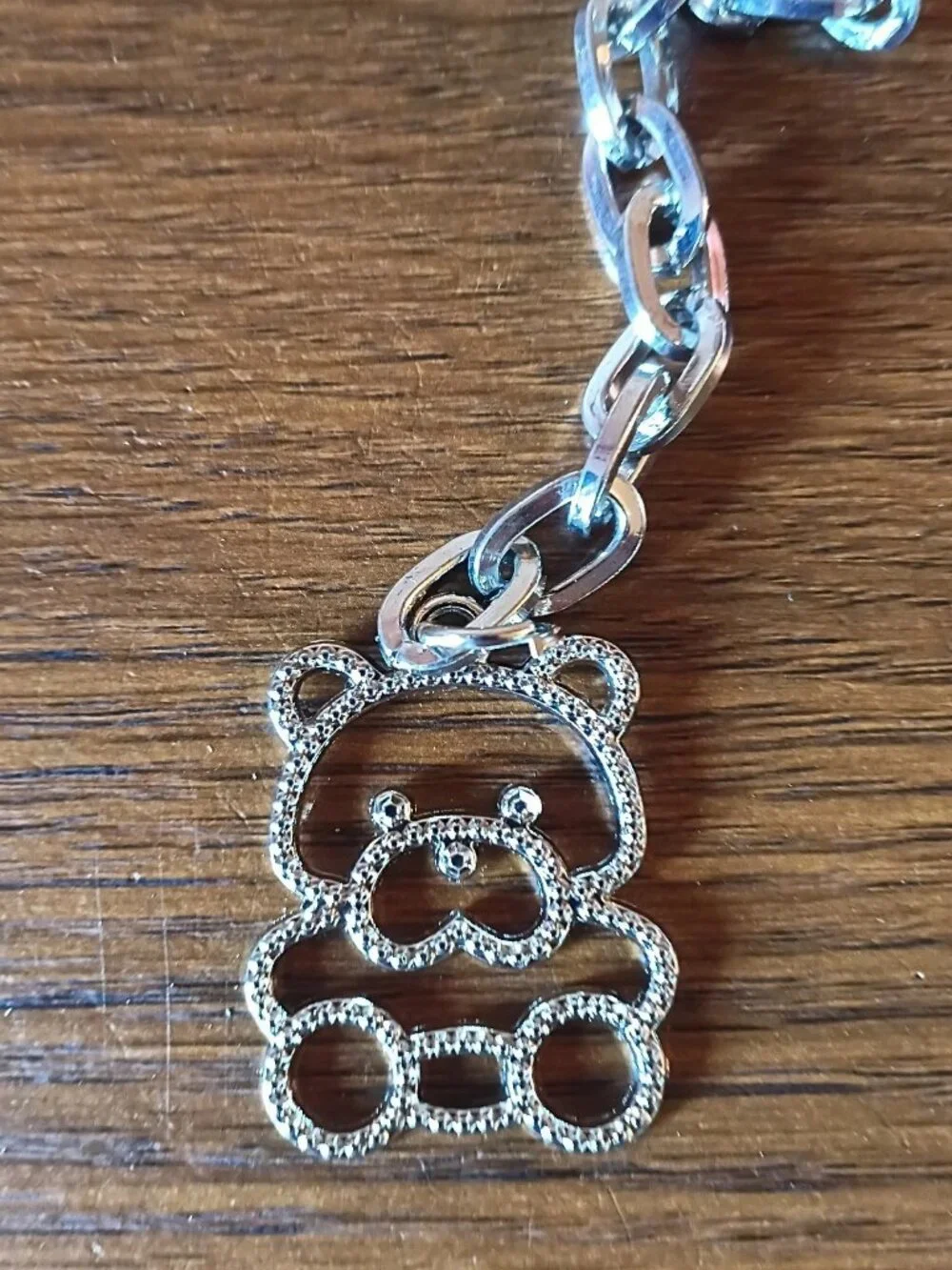 BOMAI Y2K Silver Tone Butterfly Waist Chain Belt Teddy Bear Charm Adjustable NEW